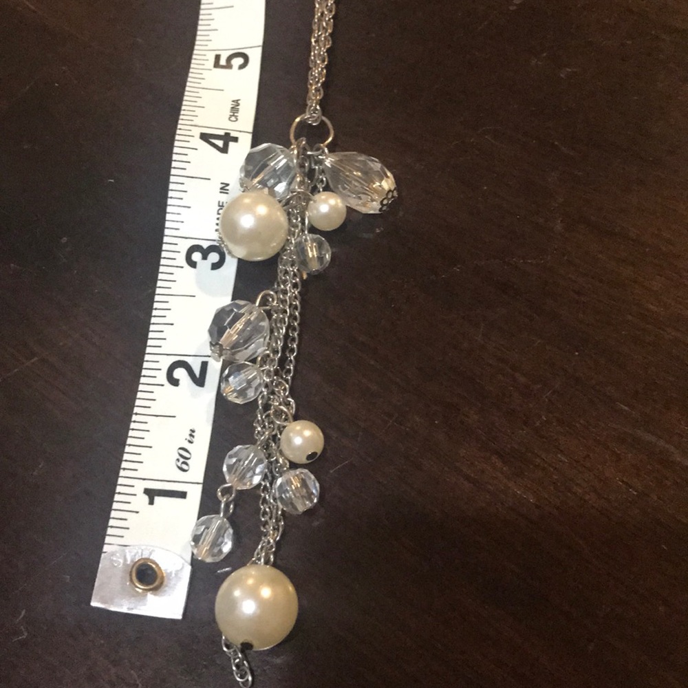 Glass and pearl charm necklace
